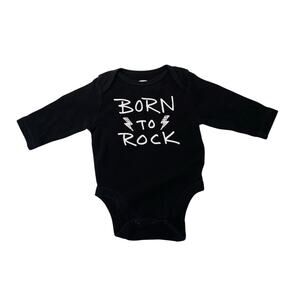 Old Navy Graphics "Born to Rock" Bodysuit 0-3 months Black Music Rocker Babycore
